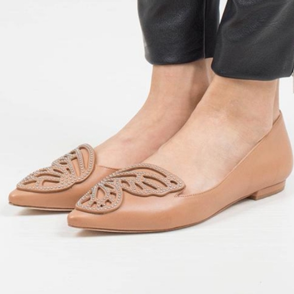 Sophia Webster size 38 tan Butterfly ballet flats